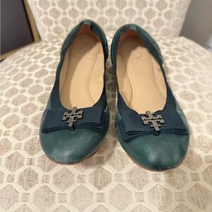 Tory Burch Green Ballet Flats